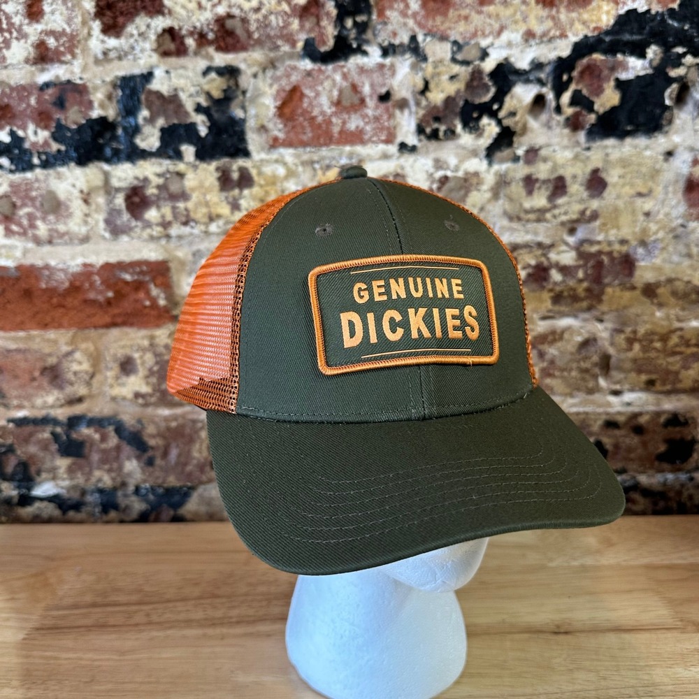 Dickies Men's Orange Green Snapback Patch Trucker Mesh Hat NWT